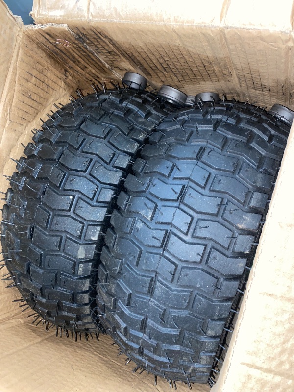 Photo 1 of AR-PRO (2-Pack) 13x5.00-6 Front Tire and Wheel Assembly - Replacement Tubeless Turf Tire with Rim for Riding Lawn Mower - 3"-6" Offset Hub and 3/4" or 5/8" Bushings, 300 lbs Load