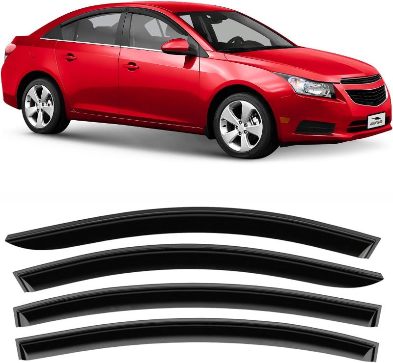 Photo 1 of Voron Glass Tape-on Extra Durable Rain Guards for Chevrolet (Chevy) Cruze 2011-2015 Sedan, Wiow Deflectors, Vent Wiow Visors, 4 Pieces - 100326
