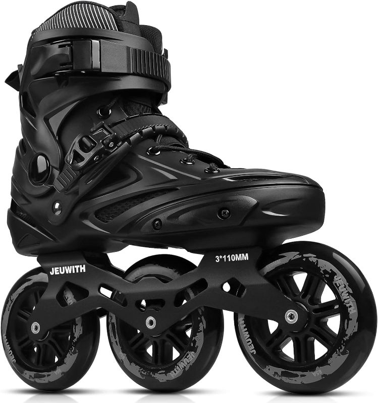 Photo 1 of SIZE 10 MEN-11-12 WOMEN Inline Skates, 3 Wheels 110mm Roller Skates Blades for Adult Women Men, Professional Outdoor Fitness Inline Speed Skates for Unisex
