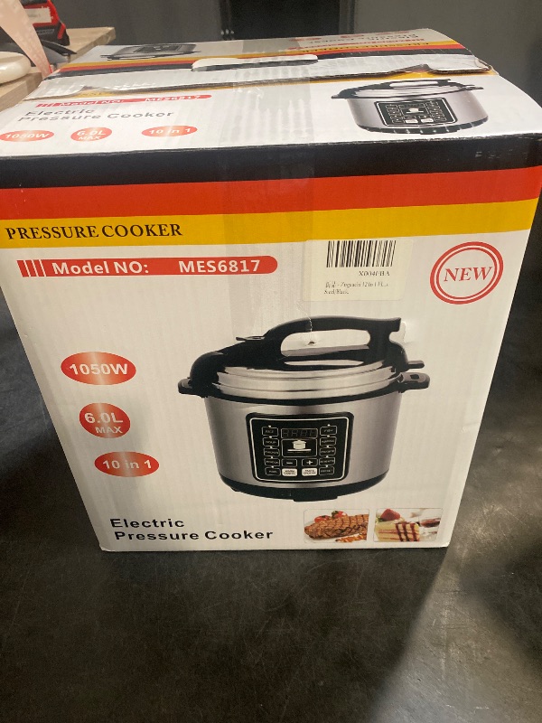 Photo 1 of 12 In 1 Electric Pressure Cooker With 24-Hour Reservation Function, Slow Cooker, Rice Cooker, Wok, Cake, Yogurt, Etc., 6 L, Stainless Steel/Black.
