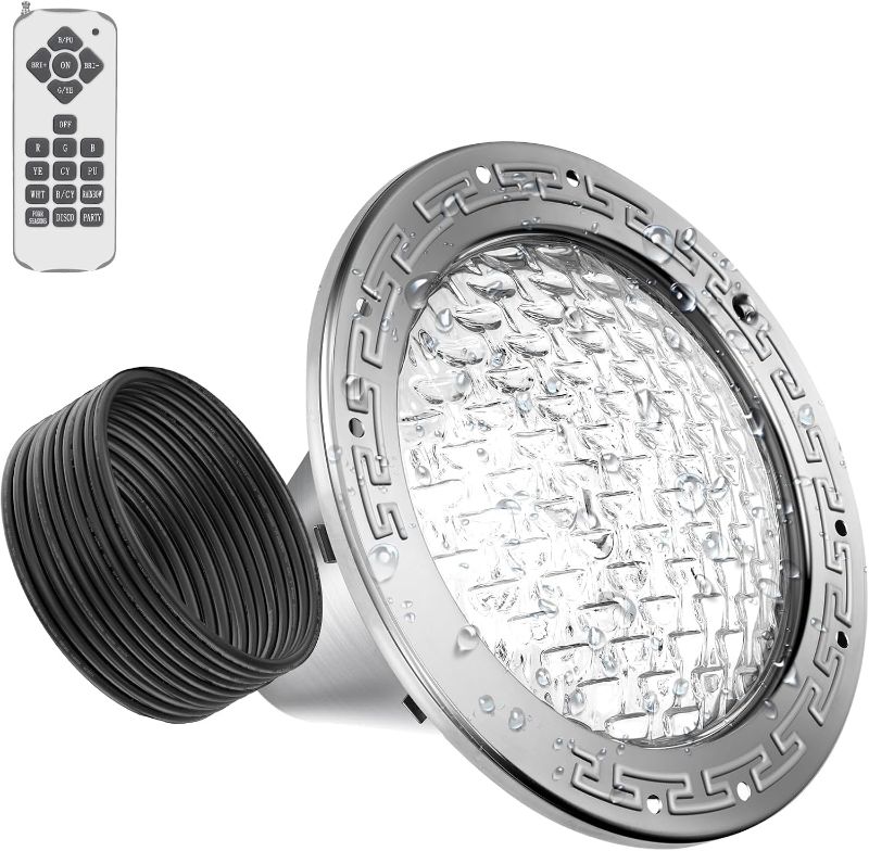 Photo 1 of 10 Inch Pool Lights for Inground Pools, 50FT LED Pool Light Only for 10 inch Wet Niche, Underwater Swimming Pool Light for Pools, Input AC12V, RGB, Remote Control

