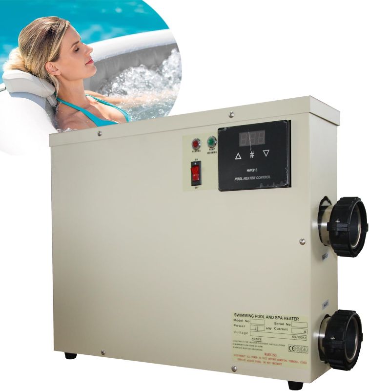 Photo 1 of Upgrade Pool Heater-11KW 220V Thermostat Electric Swimming Pool Heater,Digital Touch Display Energy Efficient Pool Water Heater for Spa Relaxation, Bathtubs and Above Ground in-Ground Pools-11KW 220V
