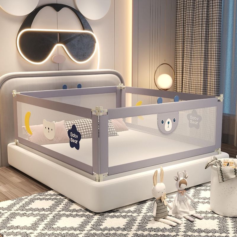 Photo 1 of 1PCS- CuteBear Bed Rails for Toddlers - 60" 70" 80" Extra Long Baby Bed Rail Guard (1 Side: 38''(L) x 30"(H), Only 1 Side)
