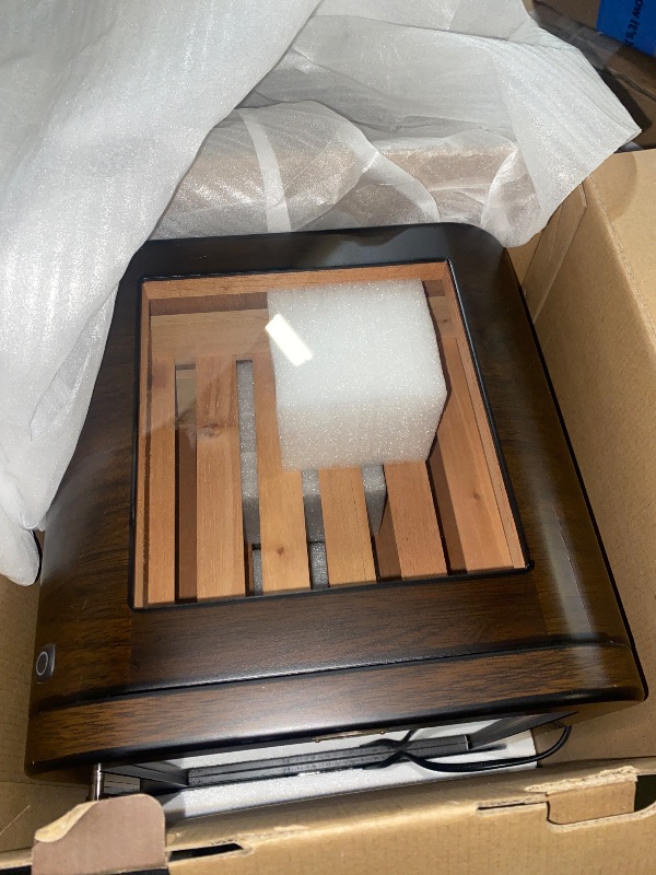 Photo 1 of Cigar Humidor, 3 Side Windows Humidor Cigar Box, Cedar Wood Drawer Cigar Cabinet, with LED Lighting System, Digital Thermometer and 2 Cigar Humidifiers, Glass Top Cigar Case for 80-120 Cigars
