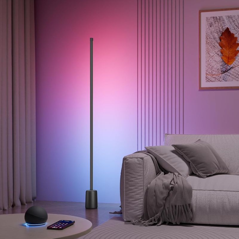 Photo 1 of Ailofy Corner Floor Lamp, 1500lm RGBW Corner Lamp Work with Alexa & Google Assistant, 16 Million DIY Colors, Sync with Music, App Control, Modern LED Floor Lamp for Living Room & Bedroom, Black
