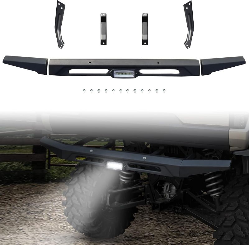 Photo 1 of SAUTVS Ranger XP 1000 Rear Bumper with Light, Rear Brush Guard with LED Accent Light for Polaris Ranger 1000/ XP/CREW 2018-2025 Accessories (Replace #2882529)
