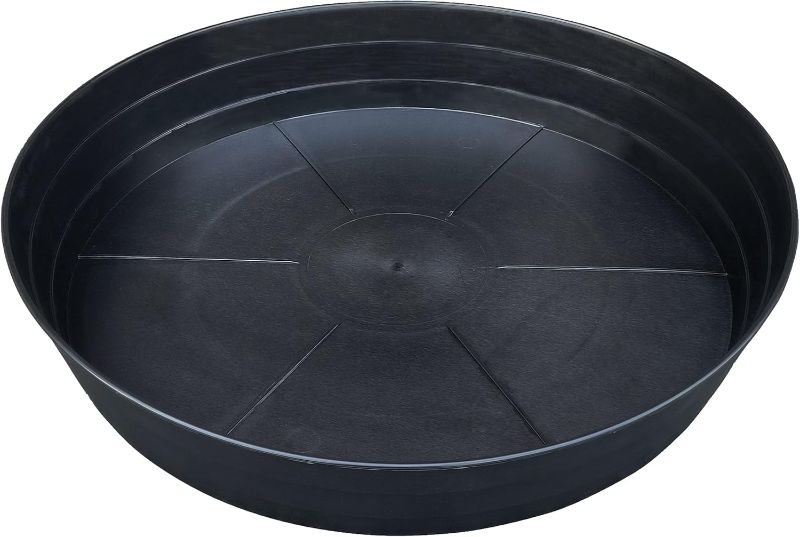 Photo 1 of 25 Inch Extra Large Planter Saucer, Extra-Deep 4.25 in Black Drip Trays for Flower Pot, Heavy Duty Drainage Tray Indoors No Holes, Plastic Plant Plate Water Catcher for Pots Base 19 20 21 22 in
