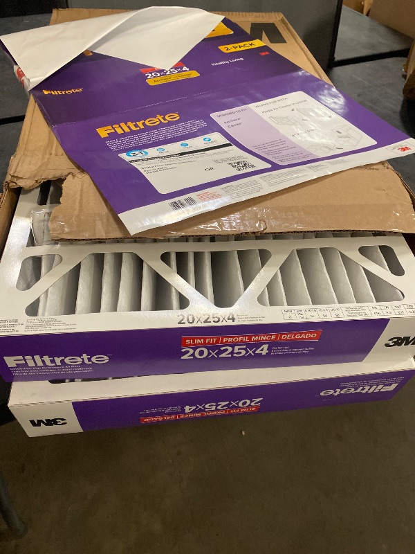 Photo 1 of Filtrete 20x25x4 AC Furnace Air Filter, MPR 1550, MERV 12, Fits Lennox & Honeywell, Allergen, Electrostatic Air Cleaning Filter, 2-Pack (actual size 19.88 x 24.63 x 4.31)
