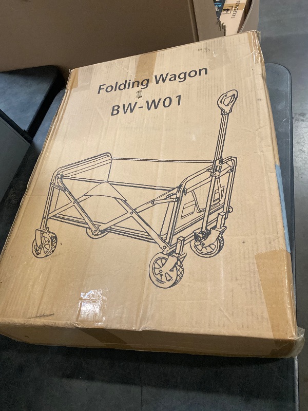 Photo 1 of TWOCORN Collapsible Wagon Cart, Heavy Duty With Wheels, Utility Folding for Beach, Camping, Sports, Outdoor Activities (Khaki)