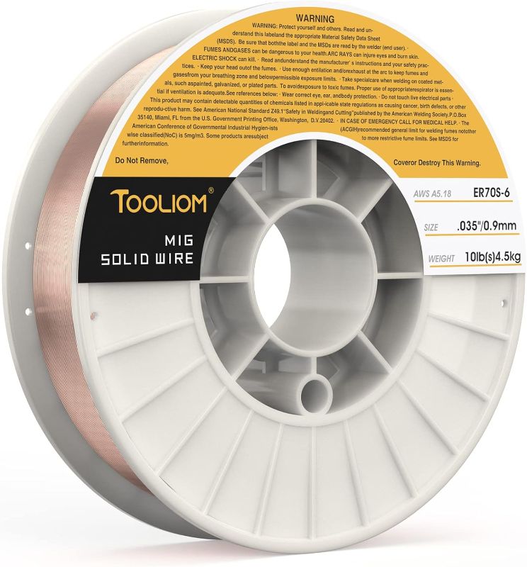 Photo 1 of TOOLIOM ER70S-6 .035"(0.9 mm) Mild Steel MIG Solid Welding Wire on 10-Pound Spool Compatoble with TL-200M Pro and TL-250M Pro
