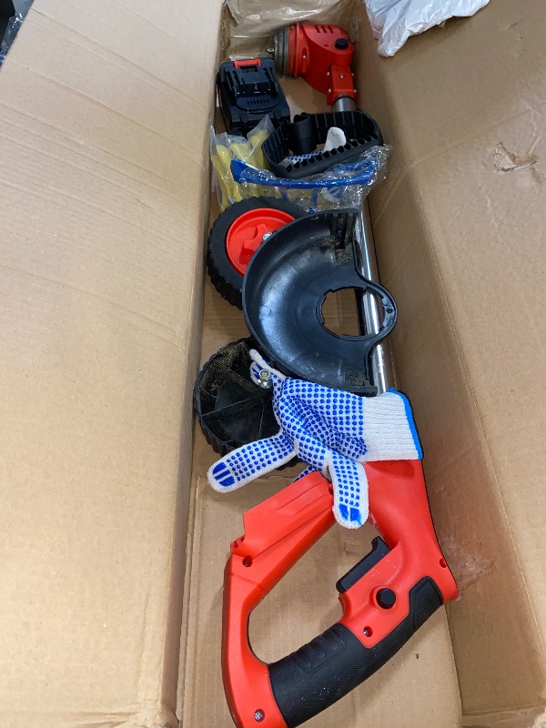 Photo 1 of RED**Electric Weed Wacker with Wheels,Electric Weed Eater, 650W High Power 8500 RPM,4000mAh Battery Powered Weed Eater, Multifunctional Grass Trimmer Lawn Tool
