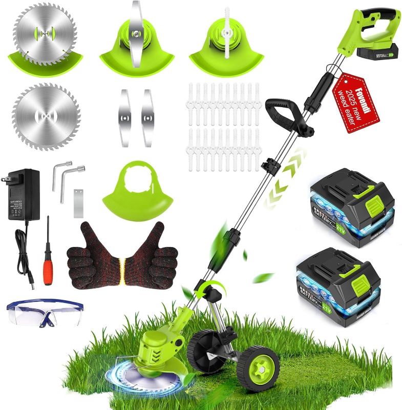 Photo 1 of RED**Electric Weed Wacker with Wheels,Electric Weed Eater, 650W High Power 8500 RPM,4000mAh Battery Powered Weed Eater, Multifunctional Grass Trimmer Lawn Tool
