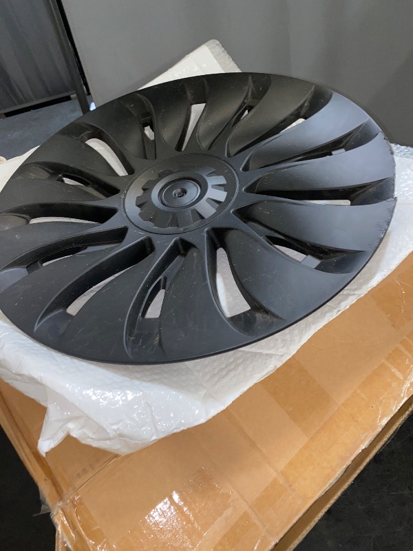 Photo 1 of VEVOR Tesla Model Y Wheel Covers Hubcaps 20 Inch, 2020-2024 Model Y Black Fully Fit Hubcap with Snap Set of 4 Same Side, Guard Tape & Valve Nozzle Hole, ABS & PC Hubcap Less Wind Drag
