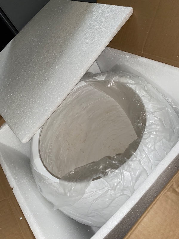 Photo 1 of 13.5 H x 17" Dia (12" Pot Opening) White Round Fiberstone Tall Planter with Drainage Hole, Indoor/Outdoor Large Plant
