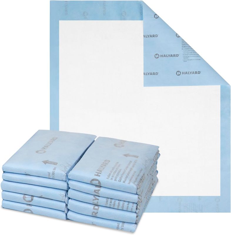 Photo 1 of HALYARD* Premium Disposable Underpads, 30" x 36" Chux Pads - Bed Pads for Adults with Airlaid Core for Moisture and Odor Control - Premium - Blue (Case of 40)
