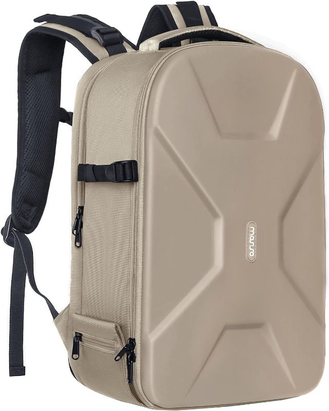 Photo 1 of MOSISO Camera Backpack, DSLR/SLR/Mirrorless Photography Camera Bag 15-16 inch Waterproof Hardshell Case with Tripod Holder&Laptop Compartment Compatible with Canon/Nikon/Sony, Camel
