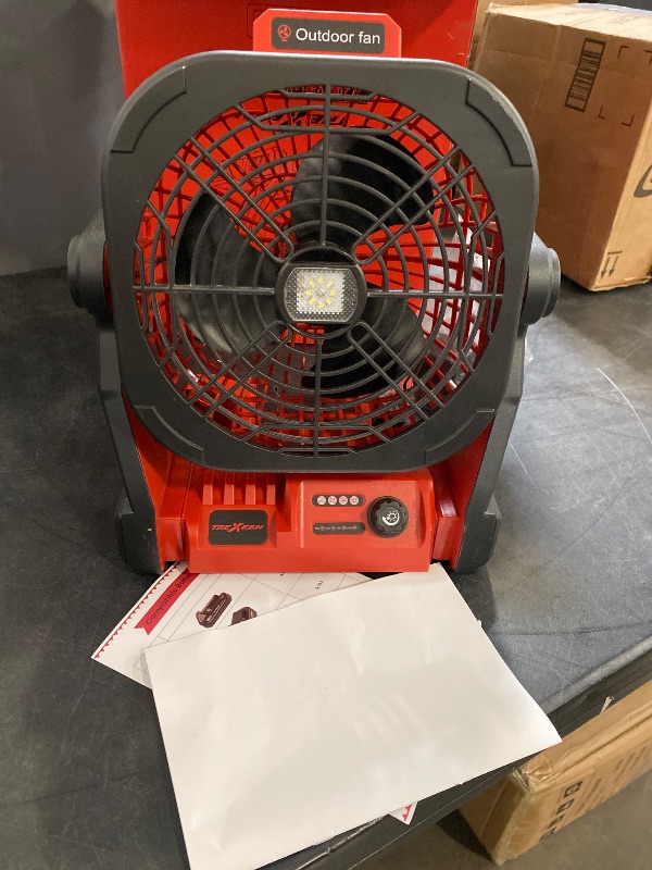 Photo 1 of Battery Operated Fan for Dw 20V Max battery, Portable Fan with AC Adapter & LED Lights, 4 Speeds & Hook, Cordless/Camping/Battery Powered fan, for Outdoor Jobsite (Battery Not Included)
