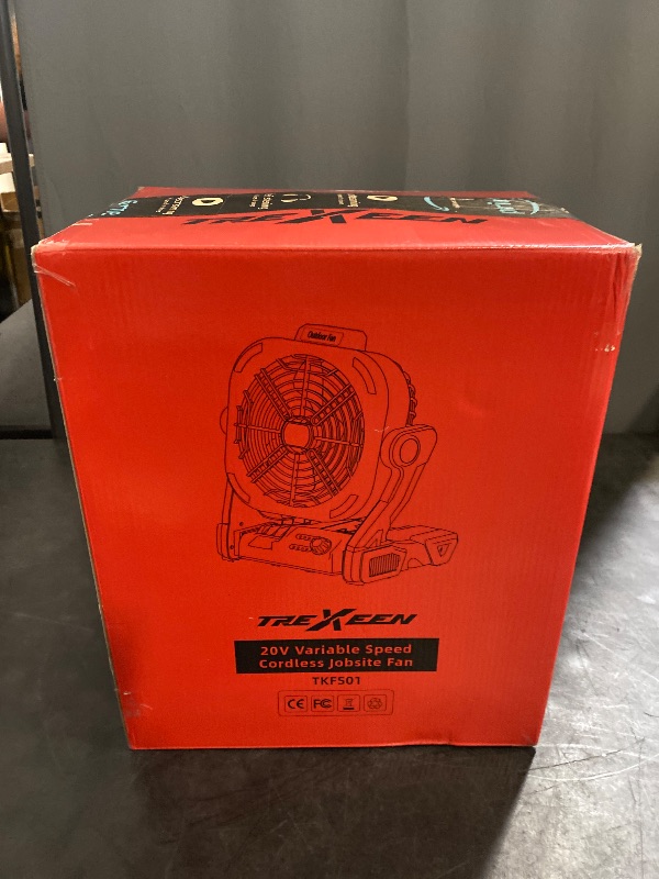 Photo 1 of Battery Operated Fan for Dw 20V Max battery, Portable Fan with AC Adapter & LED Lights, 4 Speeds & Hook, Cordless/Camping/Battery Powered fan, for Outdoor Jobsite (Battery Not Included)
