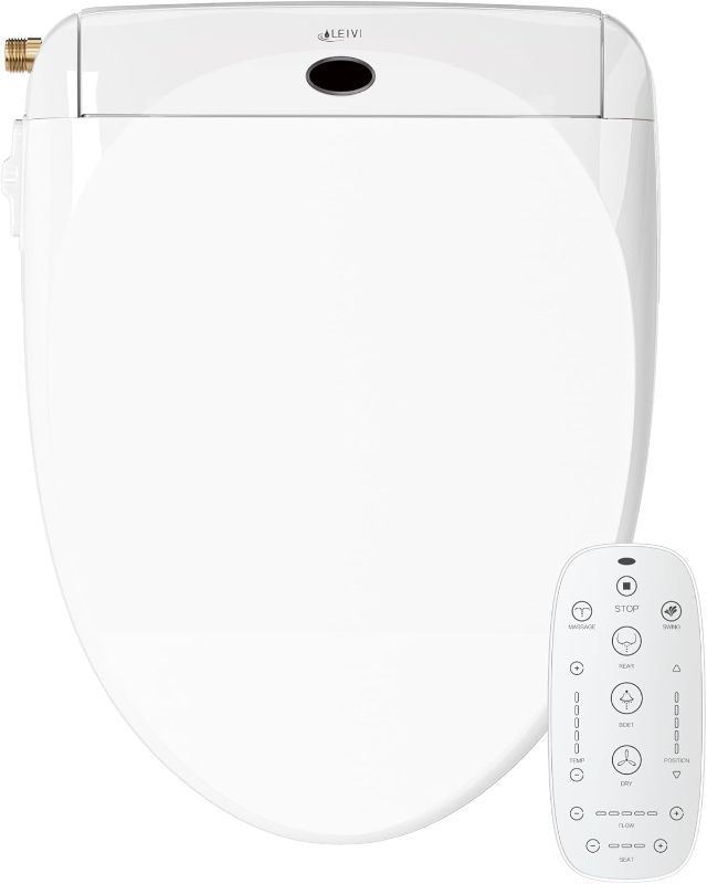 Photo 1 of LEIVI Smart Bidet Toilet Seat with Wireless Remote and Side Panel, Multiple Spray Modes, Adjustable Heated Seat, Warm Water and Air Dryer, Auto LED Nightlight, Round
