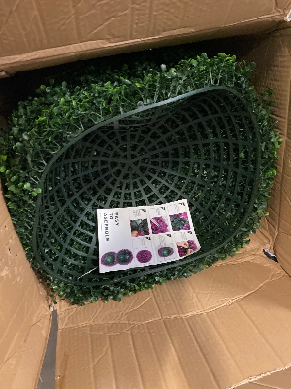 Photo 1 of 19 Inch 2 PCS 8 Layers Leaves Artificial Plant Topiary Balls, UV Resistant Faux Evergreen Boxwood for Indoor Outdoor Porch Garden Backyard Decor
