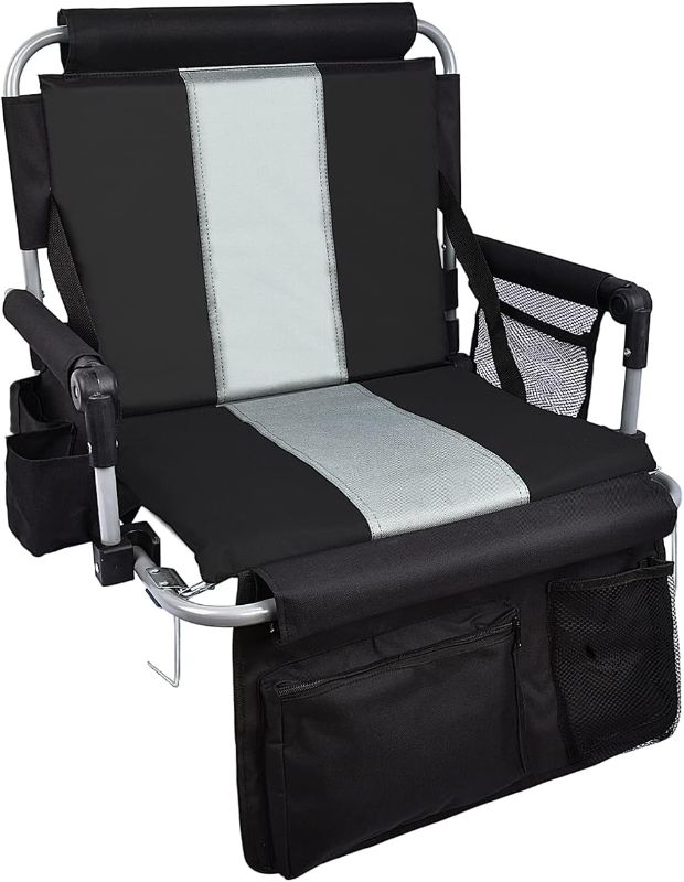 Photo 1 of Stadium Seats for Bleachers with Back Support, Bleacher Seats with Backs and Cushion Wide, Stadium Chairs with Cup Holders, Mesh Bags and Hide Hooks
