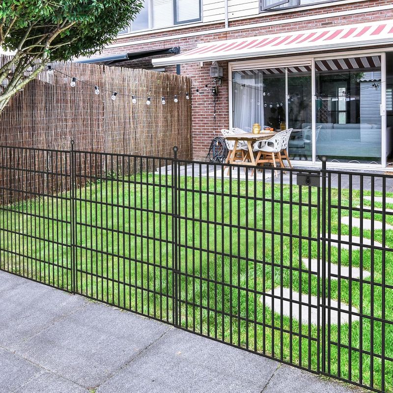 Photo 1 of 10 Panels No Dig Garden Fence with Gate, 32 in(H) X24.2 ft(L) Metal Fence Panels, Thickened Rustproof Garden Fencing, Animal Barrier Fence for Dogs, Rabbits, and Patio
