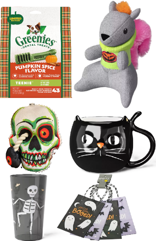 Photo 1 of 7 Item Seasonal & Party Supplies Bundle | 2 Dog Chew Toys, 4 Gift Bags, 3 Cups, 43 Pumpkin Spice Dog Treats