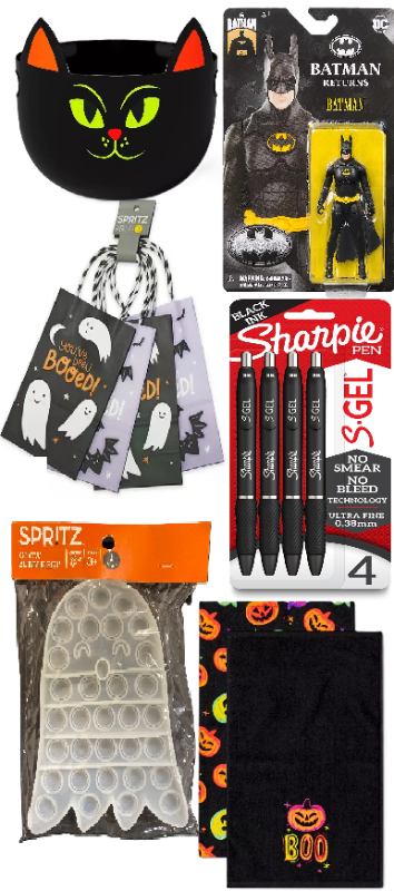 Photo 1 of 6 Item Seasonal & Party Supplies | 4 Pens, 4 Gift Bags, 1 Bowl, 1 Batman Toy, 1 Pop it Toy, 2 Towels