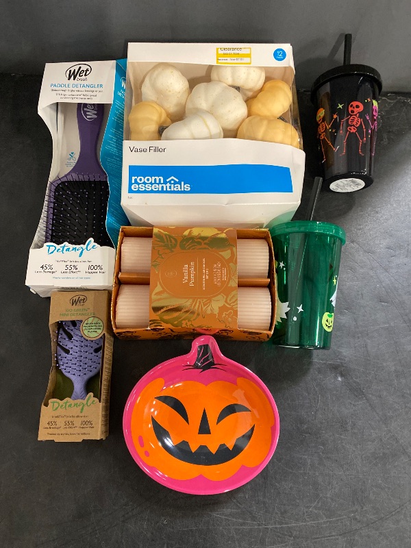 Photo 1 of 7 Item Seasonal & Party Supplies Bundle | 2 Cups, 2 Candles, 2 Brushes, 1 Bowl, 12 Vase Fillers