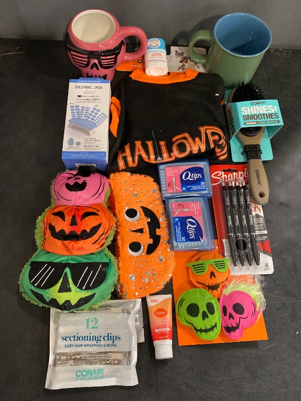 Photo 1 of 14 Item Mixed Lots Bundle (Seasonal & Party Supplies, Beauty Accessories, Kitchen & Dining) | 2 Cups, 60 Q-Tips, 1 Thigh Deodorant, 55 Gel Nail Strips, 12 Hair Clips, 4 Cat Toys, 1 Brush, 1 Pet Clothing, 1 Pencil Case, 4 Pens, 1 Deodorant