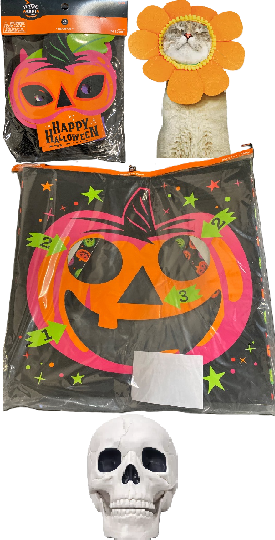 Photo 1 of 4 Items Seasonal & Party Supplies Bundle | 1 Home Decor, 24 Masks, 1 Cat Clothing, 1 Bean Bag Game