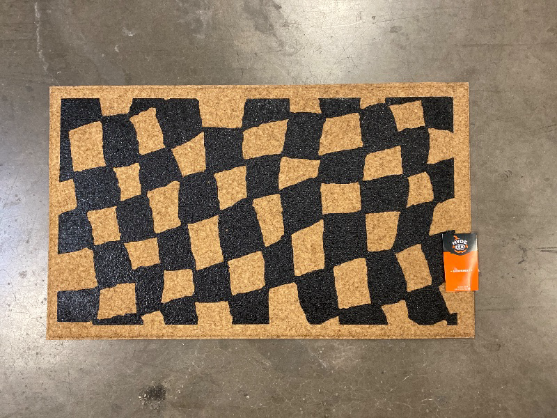 Photo 1 of 18"x30"  Halloween Checkered Faux Coir Doormat Natural/Black Hyde & EEk Doormat 
