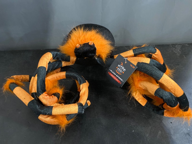 Photo 1 of 50" Large Plush Spider Orange Halloween Decorative Prop