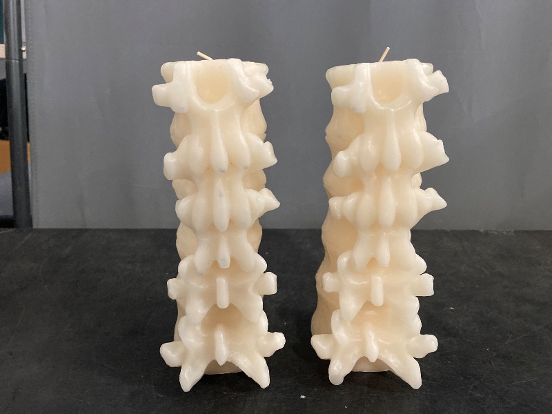 Photo 1 of  2 Pack-Vertebrae Spine Bone Skeleton Candle - White- New Threshold Halloween