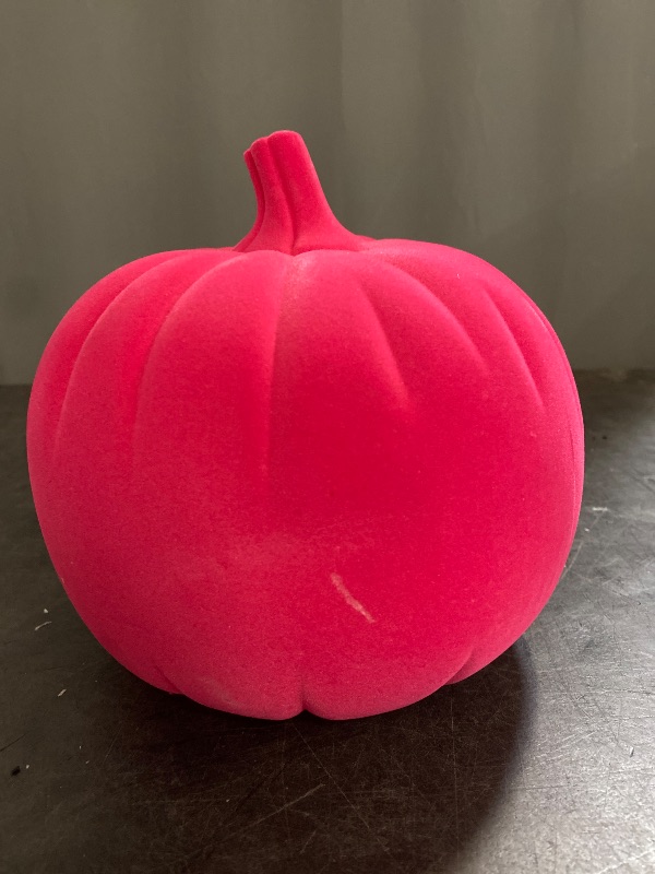 Photo 1 of  Neon Pink Plastic Flocked Pumpkin/ Pumpkin Carving Kit.