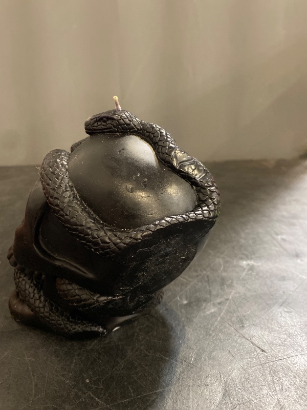 Photo 1 of 5.1' Skull and Snake Candle Black - Threshold and Light-up Halloween Pumpkin 