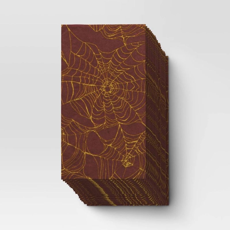Photo 1 of 20ct Halloween Paper Disposable Dinner Napkins Dark Red /4 microwavable trays/ Halloween tote.