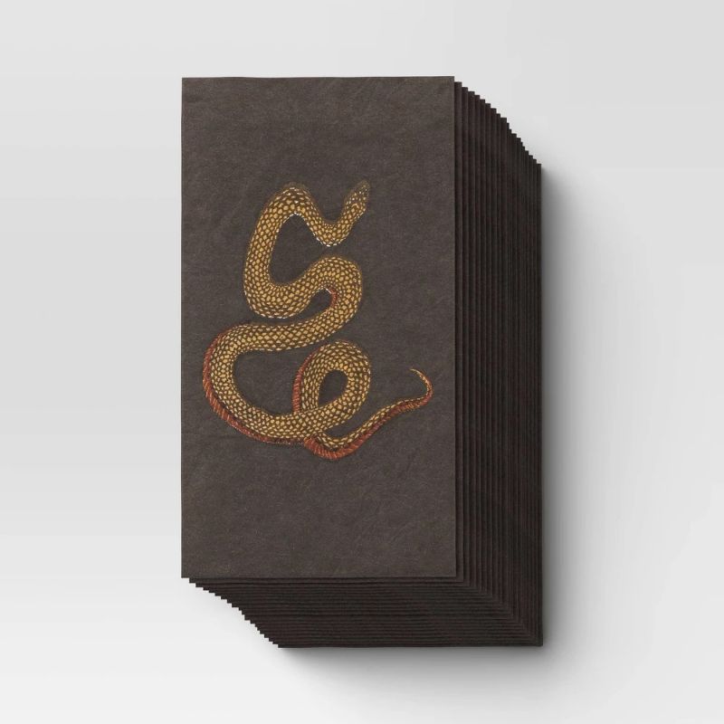 Photo 1 of 3 Coiled Snake Ice Cube Tray and 20ct Halloween disposable Dinner Napkins Black Snakeskin Pattern,