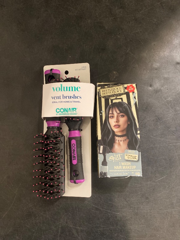 Photo 1 of Beetlejuice SPLAT UV Glow STRIKING SILVER/ Conair Vent brushes for volume.
