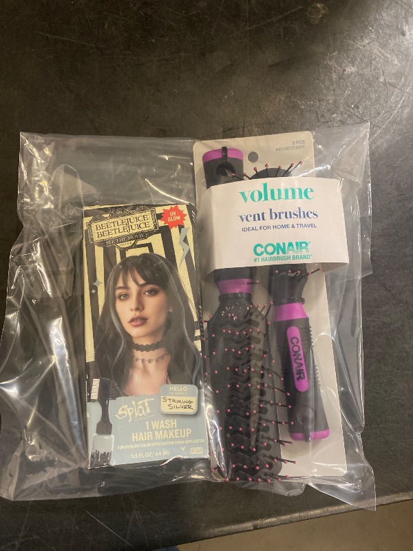 Photo 1 of Beetlejuice SPLAT UV Glow STRIKING SILVER/ Conair Vent brushes for volume.
