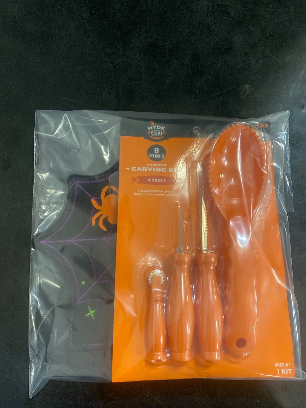 Photo 1 of Pumpkin Carving Party Kit - 8 Stencils and 4 Tools/ Felt Spier web.