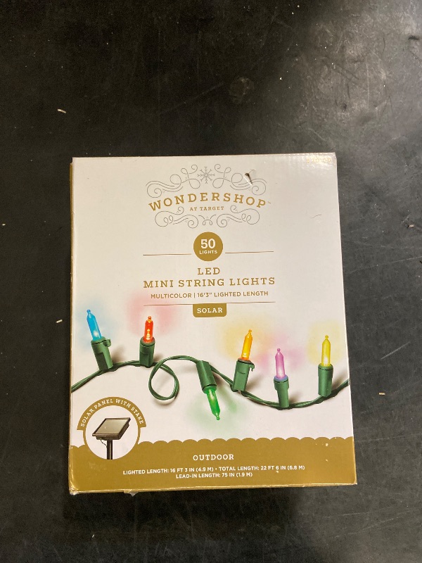 Photo 1 of 50ct Solar LED Christmas Indoor Outdoor Mini String Lights Multicolor with Green Wire - Wondershop™