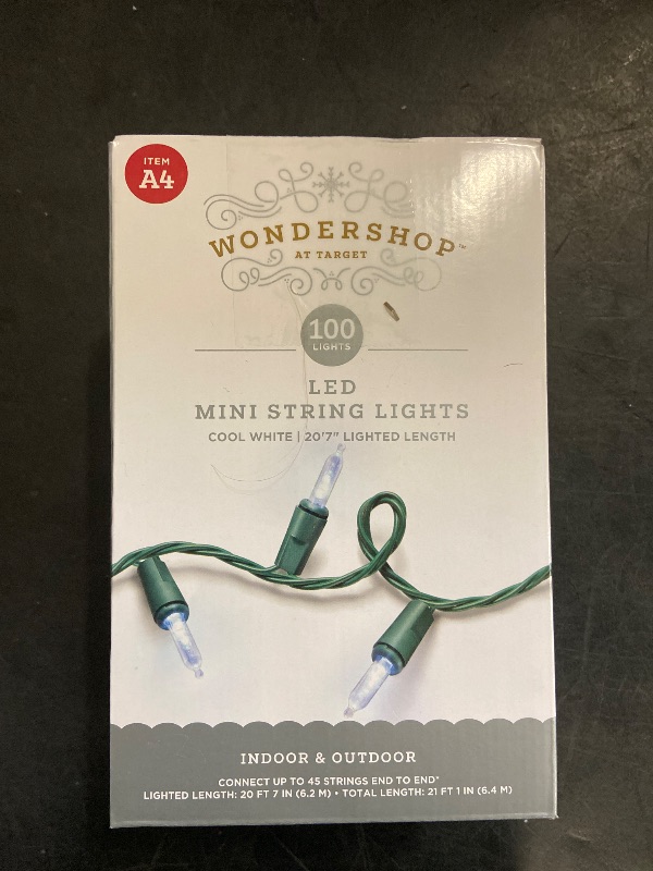 Photo 1 of 100ct LED Indoor Outdoor Smooth Mini Christmas String Lights Cool White with Green Wire/ 12pk Unscented Taper Candles White