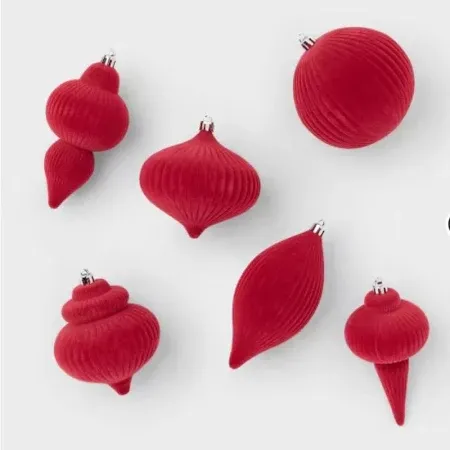 Photo 1 of Wondershop 6pc Flocked Finial Christmas Tree Ornament Set