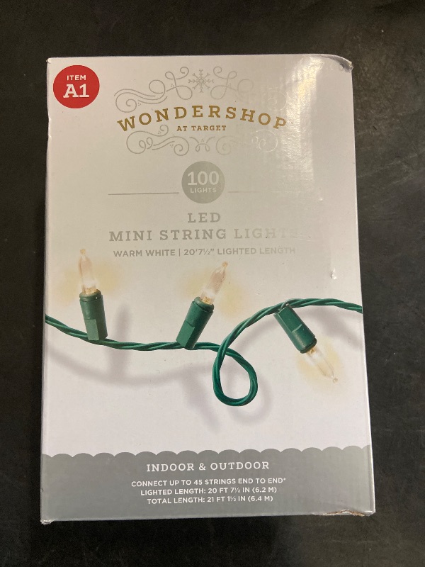 Photo 1 of 100ct LED Smooth Mini Christmas String Lights Warm White with Green Wire/ 100ct LED Smooth Mini Christmas String Lights Red/Green/Warm White with Green Wire.