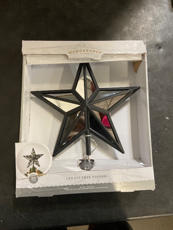 Photo 1 of 11.375"  Mirrored Star Christmas Tree Topper Black