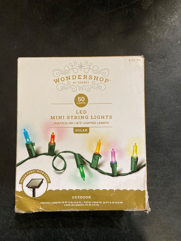 Photo 1 of 50ct Solar LED Christmas Indoor Outdoor Mini String Lights Multicolor with Green Wire