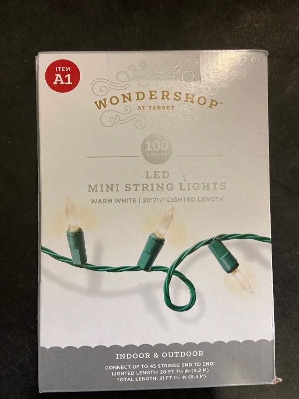 Photo 1 of 100ct LED Smooth Mini Christmas String Lights Warm White with Green Wire/Philips 100ct Dual Color White