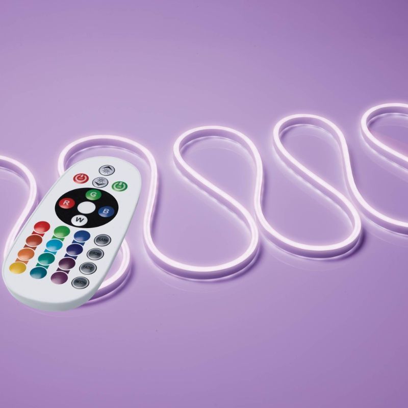 Photo 1 of 12' Neon Rope Light with Remote Control Red/Blue/Green - West & Arrow: LED Strip, USB Powered, Indoor Use, 351 Lights