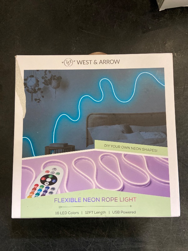 Photo 1 of 12' Neon Rope Light with Remote Control Red/Blue/Green - West & Arrow: LED Strip, USB Powered, Indoor Use, 351 Lights